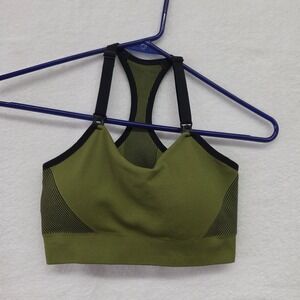 Auden Nursing Lightly Lined Yoga Bra XS Olive Green Black Racerback Seamless